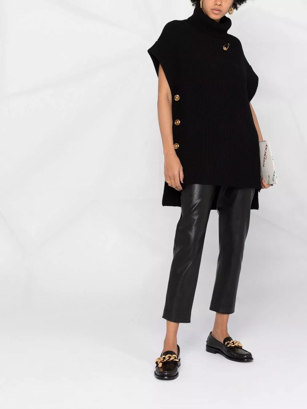 Versace Safety Pin ribbed knit cape 4 Versace Safety Pin ribbed knit cape