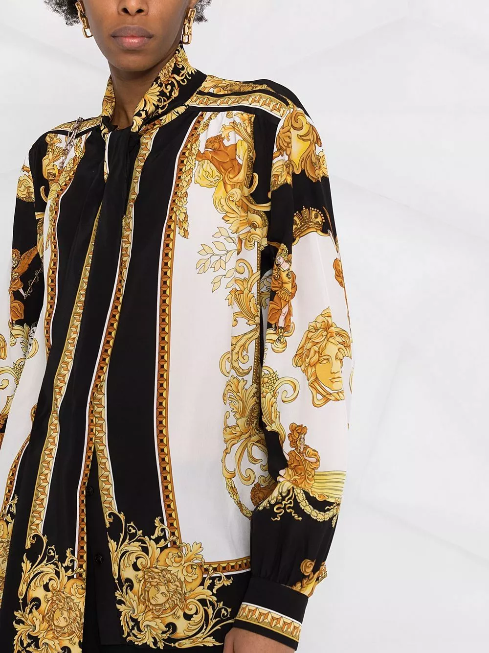 Versace Barocco print silk pussy bow shirt 5 Versace barocco-print silk pussy-bow shirt