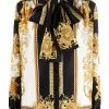 Versace barocco-print silk pussy-bow shirt