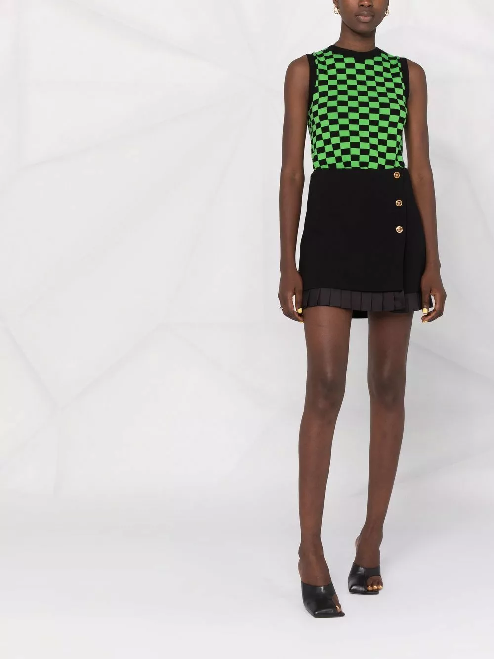 Versace Medusa button mini skirt 4 Versace Medusa button mini skirt