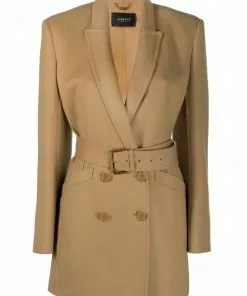 Versace double-breasted button-front working coat