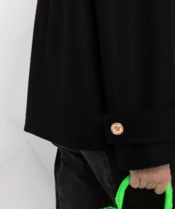 Versace crystal Medusa-button double-breasted peacoat