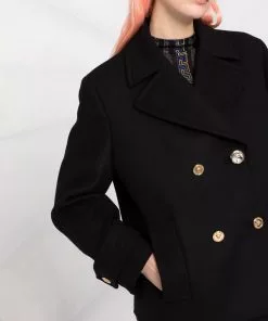 Versace crystal Medusa-button double-breasted peacoat