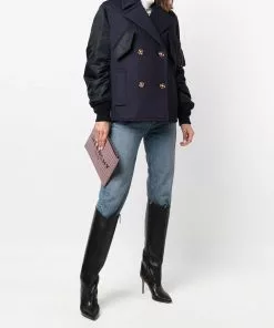 Versace double-breasted panelled peacoat