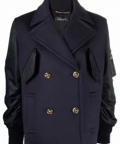 Versace double-breasted panelled peacoat