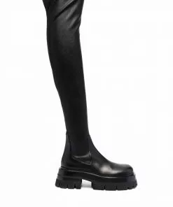 Versace leather over-the-knee boots