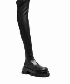 Versace leather over-the-knee boots