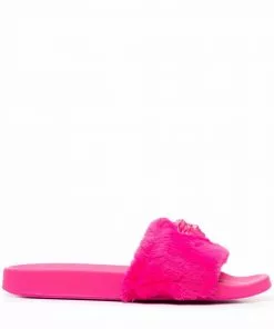 Versace La Medusa faux fur slides