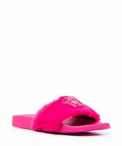 Versace La Medusa faux fur slides