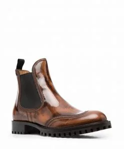 Versace Greca-trim almond-toe Chelsea boots
