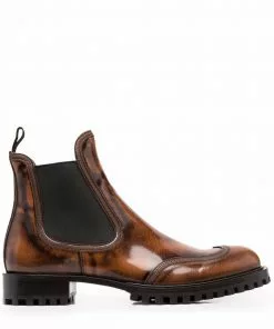 Versace Greca-trim almond-toe Chelsea boots