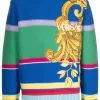 Versace logo-embroidered intarsia knit jumper
