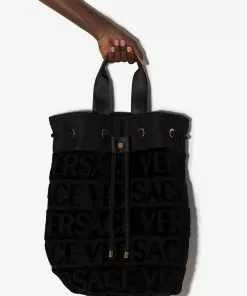 Versace Logo pattern drawstring beach bag 10 Versace logo pattern drawstring beach bag