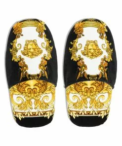 Versace Barocco-print velvet slippers