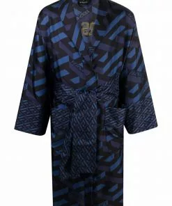 Versace La Greca monogram silk robe