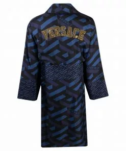Versace La Greca monogram silk robe