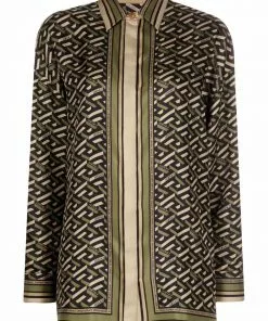 Versace graffiti-print silk shirt