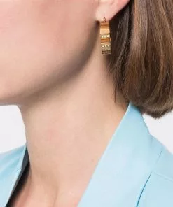 Versace crystal-embellished Greca hoop earrings