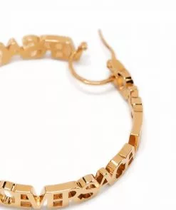 Versace lettering logo hoop earrings