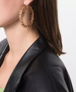 Versace lettering logo hoop earrings