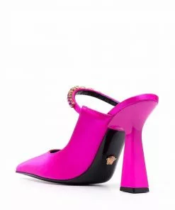 Versace crystal-embellished mule pumps