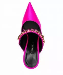 Versace crystal-embellished mule pumps