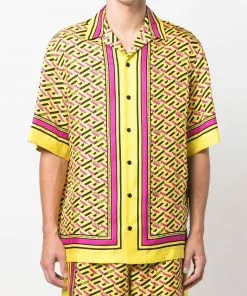 Versace abstract-print silk shirt