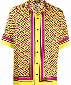 Versace abstract-print silk shirt