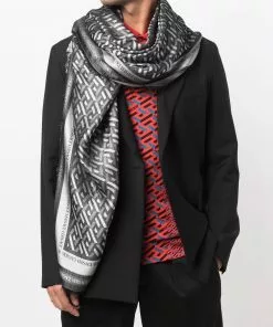 Versace geometric-pattern silk-blend scarf