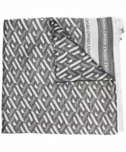 Versace geometric-pattern silk-blend scarf