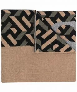 Versace Greca-print knitted scarf