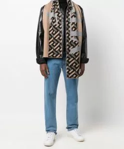 Versace Greca-print knitted scarf