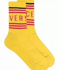 Versace logo-intarsia ribbed socks