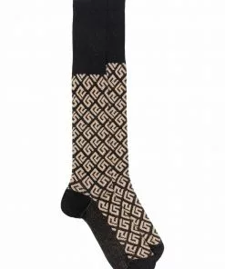 Versace Greca-motif monogram-knit socks