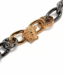 Versace logo padlock-charm bracelet