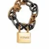 Versace logo padlock-charm bracelet