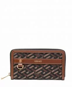 Versace Greca-print logo leather wallet