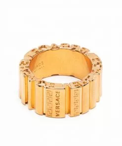 Versace logo-engraved Greca ring