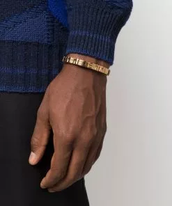 Versace Greca logo-lettering bangle bracelet