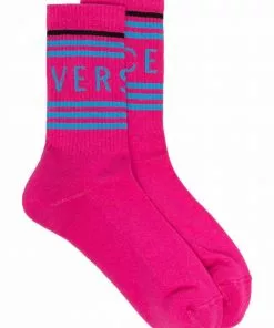 Versace logo-intarsia ribbed socks