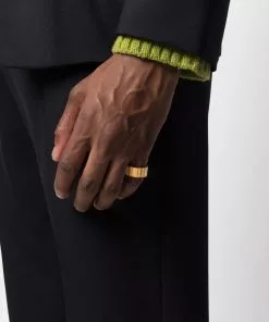 Versace crystal embellished Greca ring