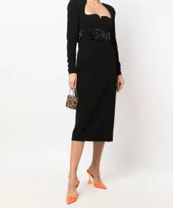 Versace belted silk midi dress