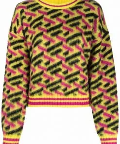 Versace monogram pattern crew-neck jumper