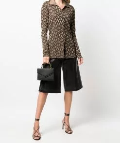 Versace La Greca metallic intarsia-knit shirt