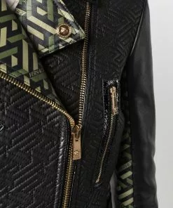 Versace La Greca stitched biker jacket