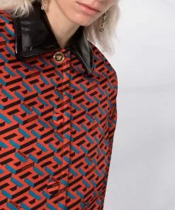 Versace La Greca pattern overcoat