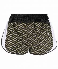 Versace geometric pattern track-style shorts