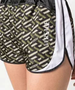 Versace geometric pattern track-style shorts
