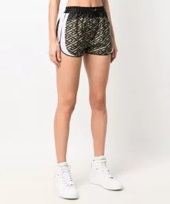 Versace geometric pattern track-style shorts