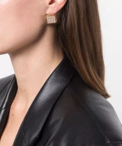 Versace crystal-embellished logo earrings